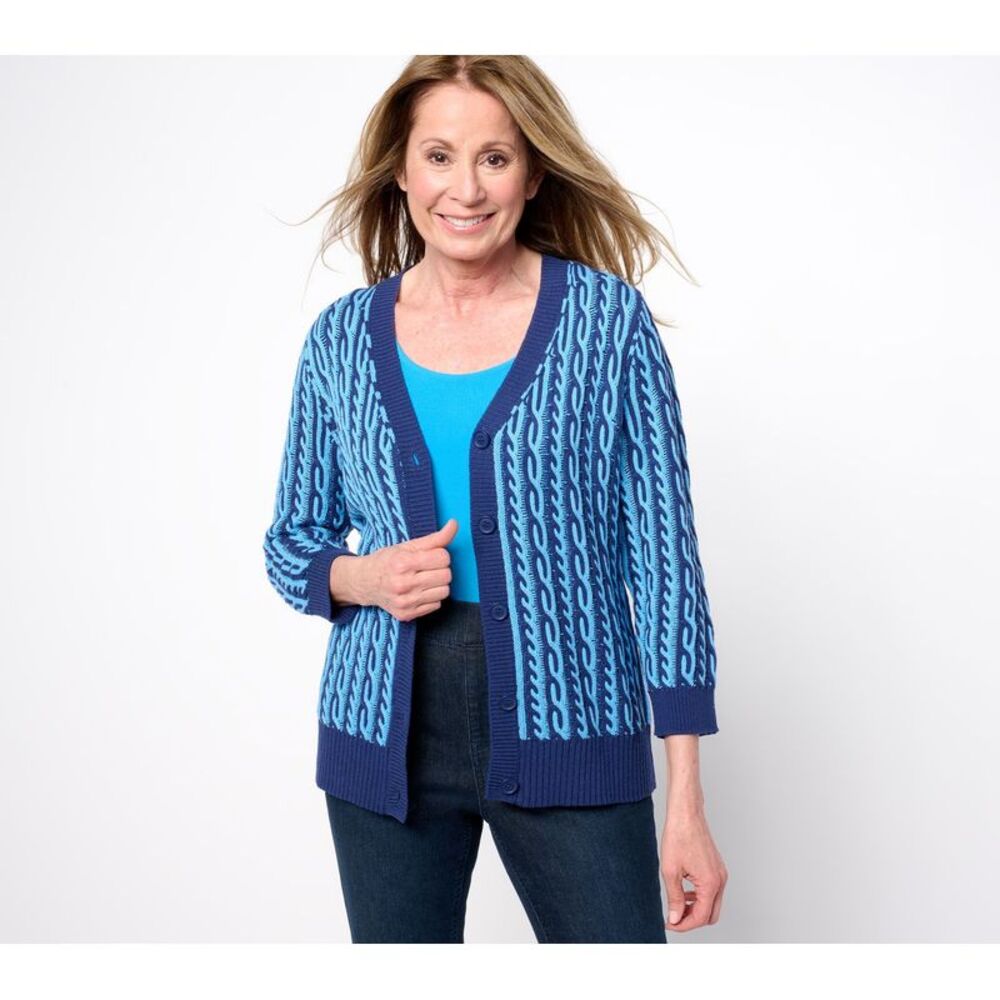 SUNNYLiFE Women's Top Sweater Sz XS Yacht Club Button Front Cardigan Blue
